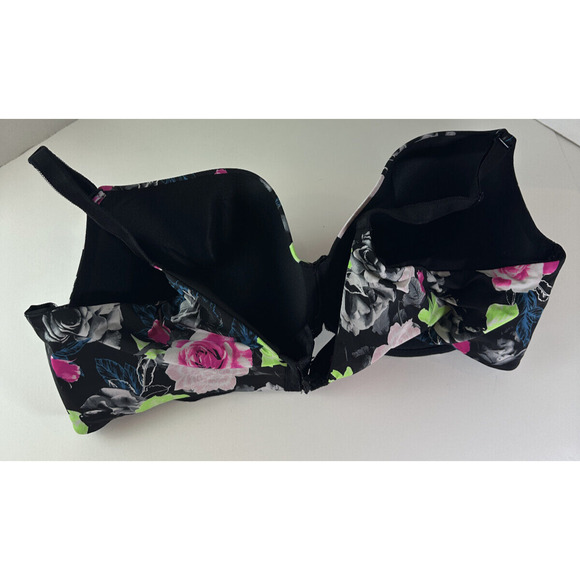 Torrid Curve 360 Back Smoothing Perfect T-Shirt Push-Up Bra Floral Black 50D - Picture 4 of 7